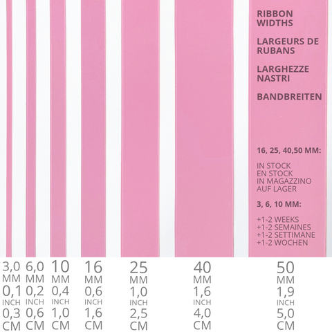 Satinband Pastell, Breiten: 3 mm bis 50 mm. Für Schmuck, Deko, Floristik, Haarbänder, Schneiderei. Schweizer Qualität, 100 Farben, Ökotex 100
