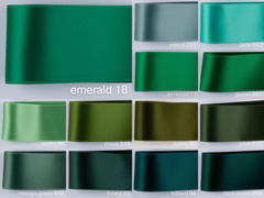 Satin ribbon in green, jade, turquoise, aqua, emerald and 100 colours in swiss quality. Widths from 0.1 to 2.0 inch. For tailoring, easter wreaths.