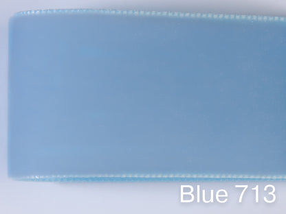 Swiss quality velvet ribbon. 7 light blue tones with delicately shimmering depth of color in 7 widths. Free of harmful substances.