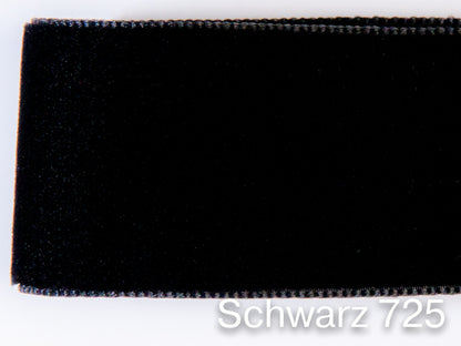 Edles Samtband in Schweizer Qualität. 7 Schwarztöne mit zart schimmernder Farbtiefe in 4 Breiten. Schadstofffrei