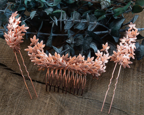 HAIR COMB - jewellery BRANCH OF LEAVES IN VINTAGE BOHO STYLE