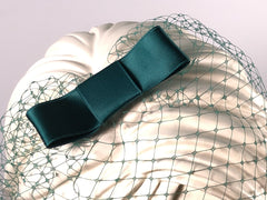 BIRDCAGE - VEIL HEADDRESS IN SHADES LIKE DARK GREEN, SAGE AND PETROL TONES