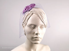 BIRDCAGE - VEIL HEADDRESS WITH ROSES IN SHADES OF PINK, DUSTY ROSE, BLUSH, OR ALMOND BLOSSOM