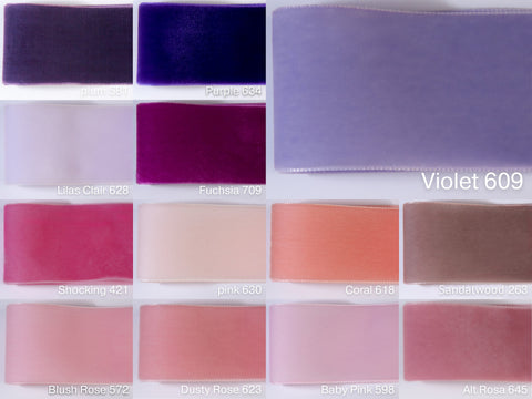 Ruban de velours violet 22, 36, 50 mm de large pour la couture, cadeaux, décoration, couronnes, bricolage. Qualité suisse en 72 couleurs !