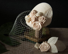 BIRDCAGE - BRIDAL VEIL FASCINATOR WITH ROSES © Seegang Berlin