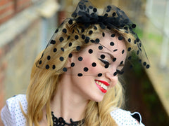 BIRDCAGE - VEIL FASCINATOR WITH GLAMOROUS POLKA DOTS FOR ELEGANT OCCASIONS © Seegang Berlin