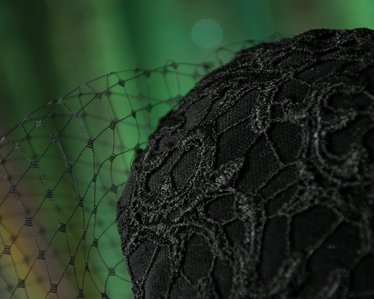BIRDCAGE - VEIL FASCINATOR WITH NOBLE GUIPURE LACE AND A VEIL © Seegang Berlin