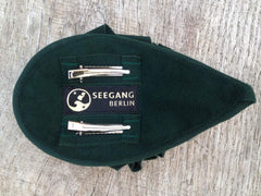 FASCINATOR - DROP SHAPE HEADDRESS WITH DRAPED WITH VELVET RIBBON IN DARK GREEN © Seegang Berlin