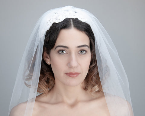 HAIR CIRCLET - BRIDAL HAIR ACCESSORY WITH ORNAMENTS FROM CORDS IN OFF WHITE © Seegang Berlin