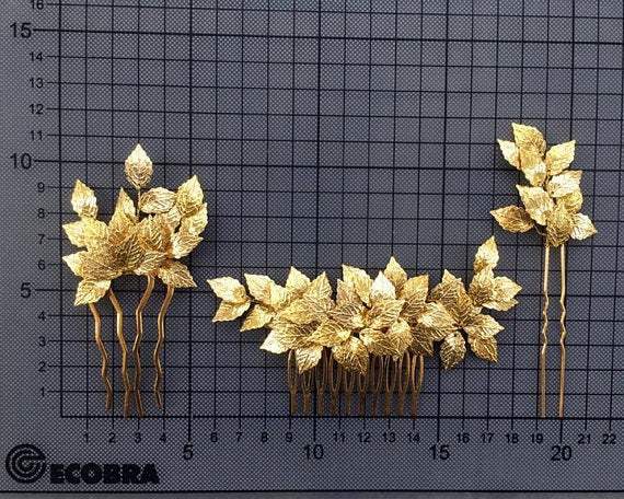 HAIR COMB - BRIDAL JEWELLERY WITH LEAFS IN ROSÉ GOLD © Seegang Berlin