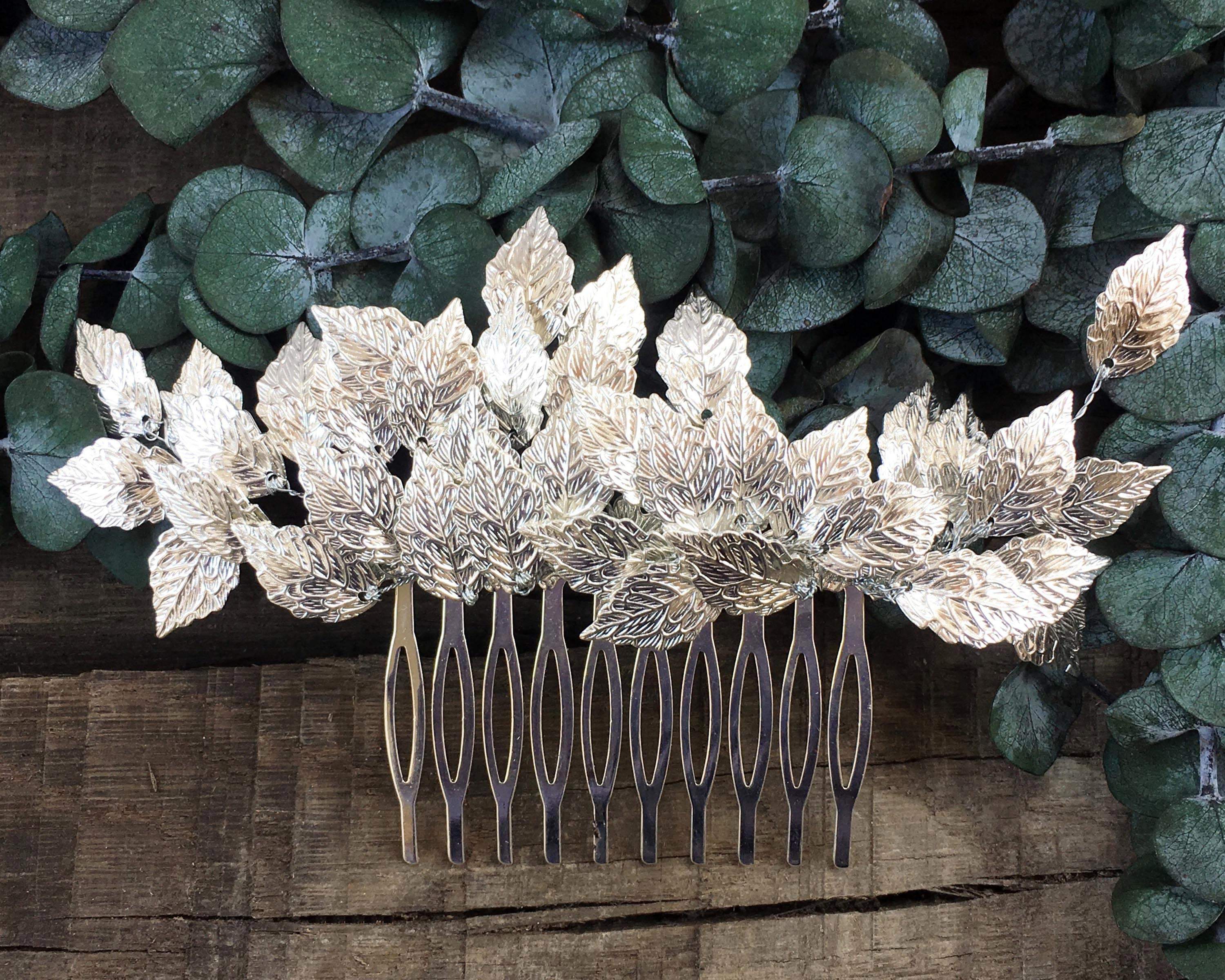 HAIR COMB - BRIDAL JEWELRY IN GOLDEN COLOR, FAIRY LEAFS © Seegang Berlin