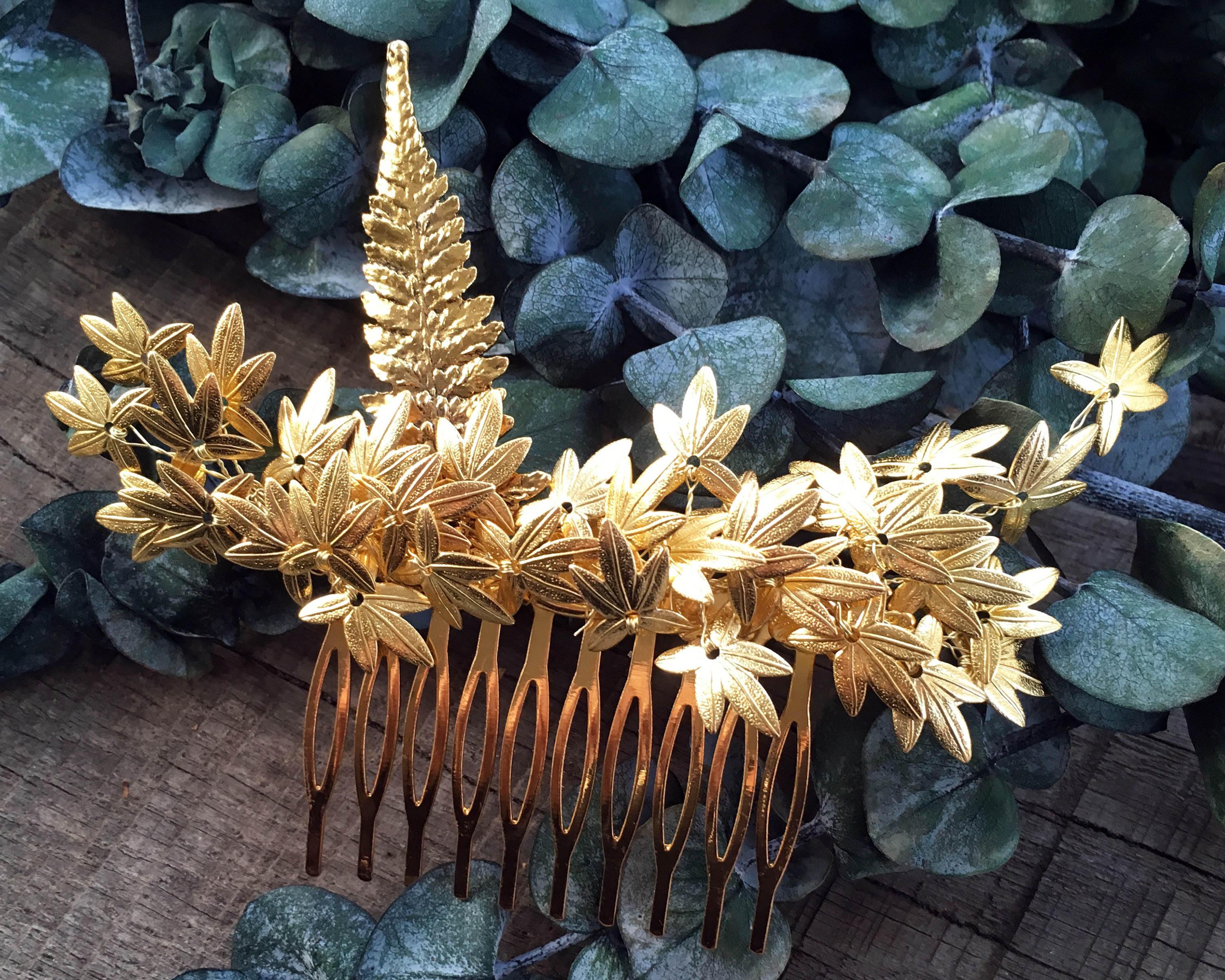HAIR COMBS SET - BRIDAL JEWELLERY WITH LEAFS FOR THE FAIRY BRIDE © Seegang Berlin